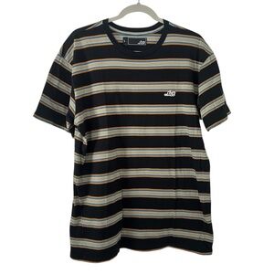 Lost Men’s Black Striped T-Shirt with Tan and Light Blue Accents